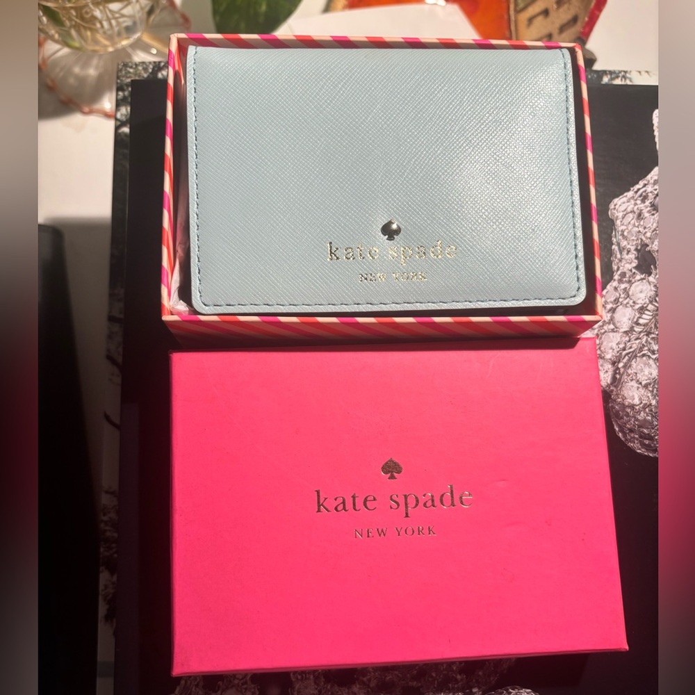 Brand New Kate Spade Cherry Lane Leather Wallet in Cyblue!